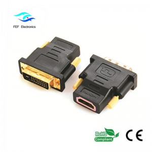 DVI (24 + 1) Stecker auf HDMI Buchse, vergoldet / vernickelt Code: FEF-HD-004